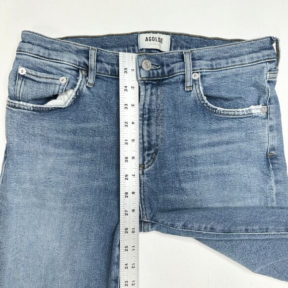 AGOLDE Jeans Women 28 Toni Midrise Skinny Blue Stretch Denim Distress Light Wash - Picture 8 of 12